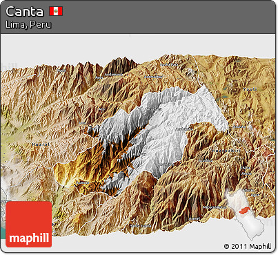Physical 3D Map of Canta, satellite outside