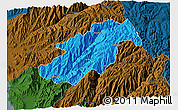 Political 3D Map of Canta, darken