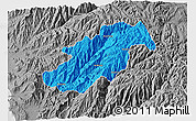 Political 3D Map of Canta, desaturated