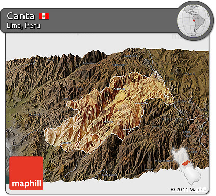 Satellite 3D Map of Canta, darken