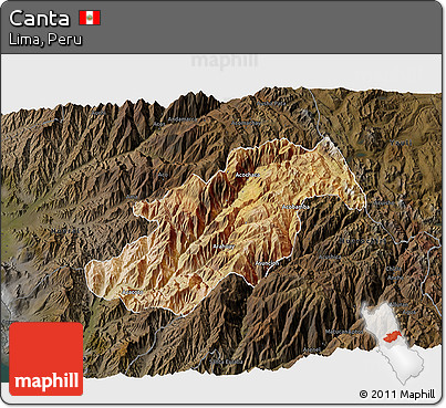 Satellite 3D Map of Canta, darken