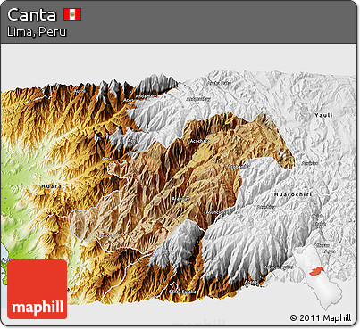Satellite 3D Map of Canta, physical outside