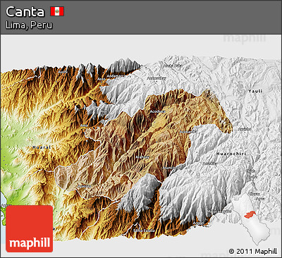 Satellite 3D Map of Canta, physical outside