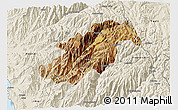 Satellite 3D Map of Canta, shaded relief outside