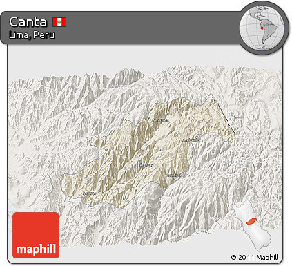 Shaded Relief 3D Map of Canta, lighten