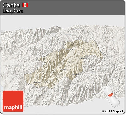 Shaded Relief 3D Map of Canta, lighten