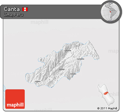 Silver Style 3D Map of Canta, single color outside