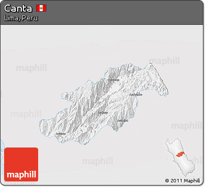 Silver Style 3D Map of Canta, single color outside