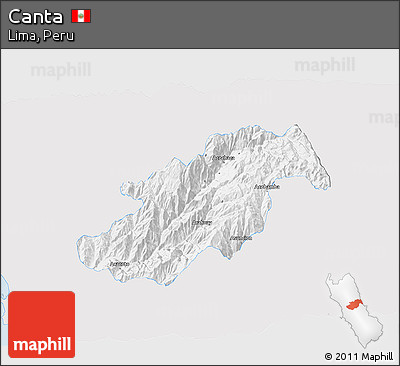 Silver Style 3D Map of Canta, single color outside