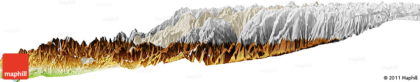 Shaded Relief Horizon Map of Canta, physical outside