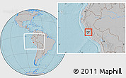 Gray Location Map of Canta, within the entire country, hill shading
