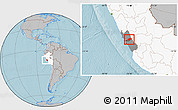 Gray Location Map of Canta, highlighted country, highlighted parent region, hill shading