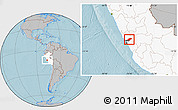 Gray Location Map of Canta, highlighted country, hill shading