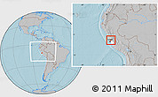 Gray Location Map of Canta, highlighted parent region, within the entire country, hill shading