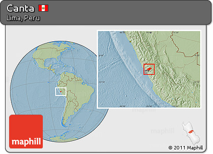 Savanna Style Location Map of Canta, hill shading