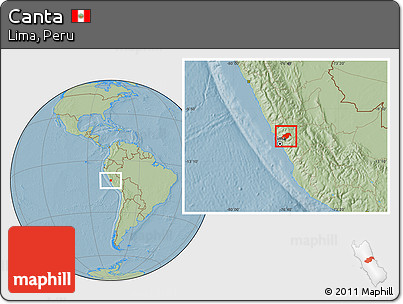 Savanna Style Location Map of Canta, hill shading