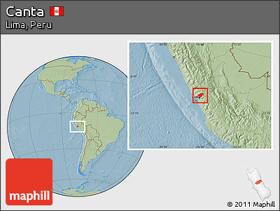 Savanna Style Location Map of Canta, hill shading