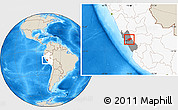 Shaded Relief Location Map of Canta, highlighted country, highlighted parent region