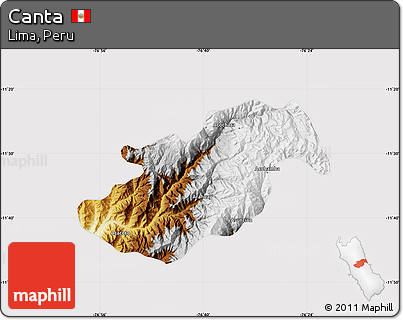 Physical Map of Canta, cropped outside