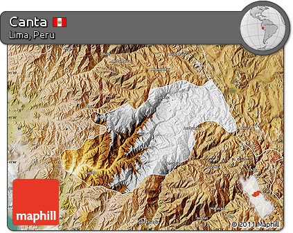 Physical Map of Canta, satellite outside