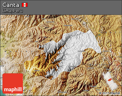 Physical Map of Canta, satellite outside