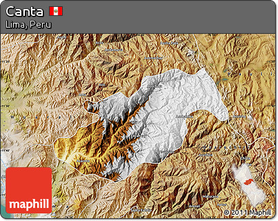Physical Map of Canta, satellite outside