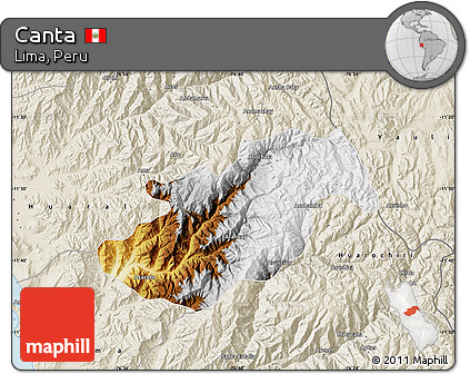 Physical Map of Canta, shaded relief outside