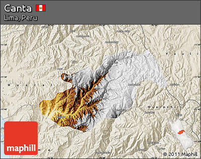 Physical Map of Canta, shaded relief outside