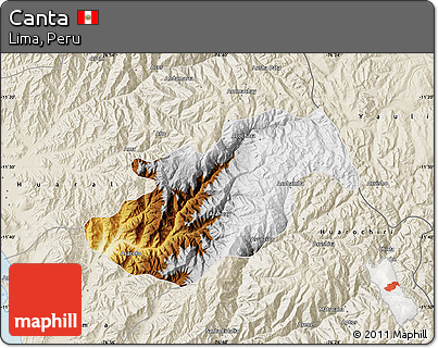 Physical Map of Canta, shaded relief outside