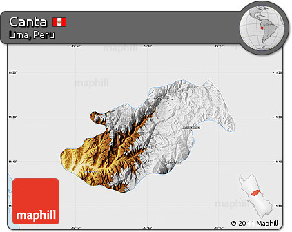 Physical Map of Canta, single color outside