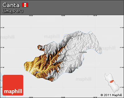 Physical Map of Canta, single color outside