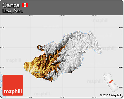 Physical Map of Canta, single color outside
