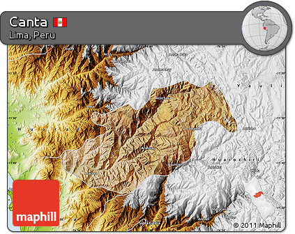 Satellite Map of Canta, physical outside