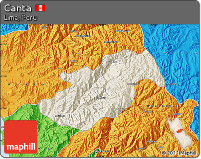 Shaded Relief Map of Canta, political outside