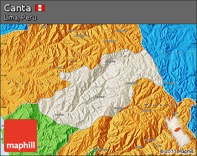 Shaded Relief Map of Canta, political outside