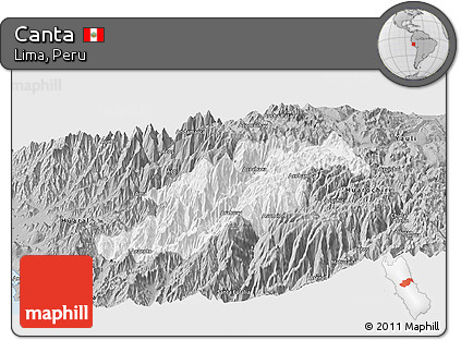 Gray Panoramic Map of Canta
