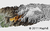 Physical Panoramic Map of Canta, darken, semi-desaturated
