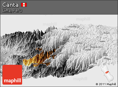 Physical Panoramic Map of Canta, desaturated