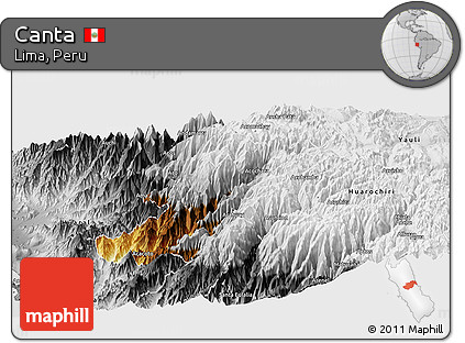 Physical Panoramic Map of Canta, desaturated