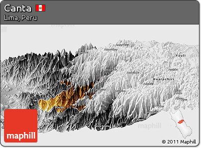Physical Panoramic Map of Canta, desaturated