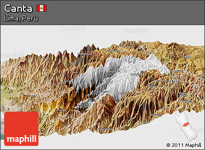 Physical Panoramic Map of Canta, satellite outside