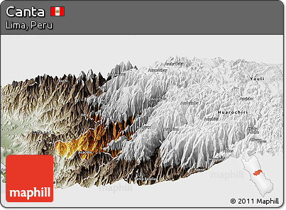 Physical Panoramic Map of Canta, semi-desaturated