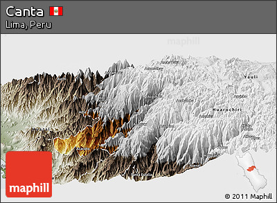 Physical Panoramic Map of Canta, semi-desaturated