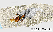 Physical Panoramic Map of Canta, shaded relief outside