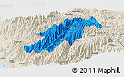 Political Panoramic Map of Canta, shaded relief outside