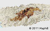 Satellite Panoramic Map of Canta, shaded relief outside