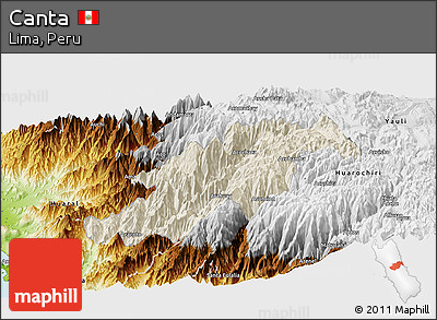 Shaded Relief Panoramic Map of Canta, physical outside