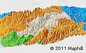 Shaded Relief Panoramic Map of Canta, political outside