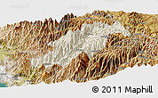 Shaded Relief Panoramic Map of Canta, satellite outside