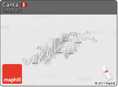 Silver Style Panoramic Map of Canta, single color outside